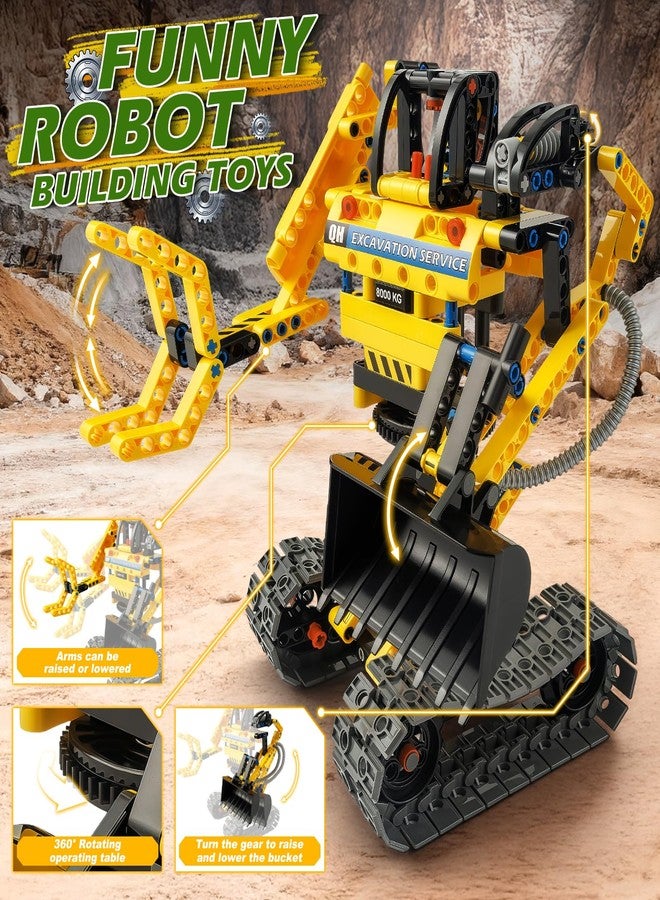 Jumlys STEM Building Toy for Kids Boys Girls Age 5, 6, 7, 8, 9, 10, 11, 12 Years Old, 2 in 1 Excavator Robot Building Sets, 344 Pcs DIY Engineering Construction Building Blocks Kits - Image 4